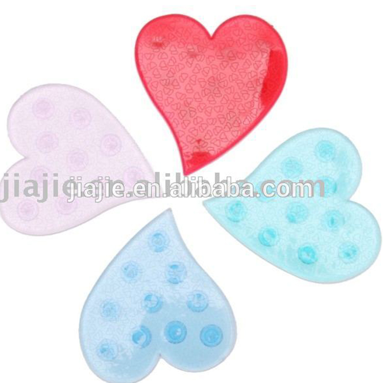 (J-1112)Wholesale heart shape bottom mini bath mat with suction cups