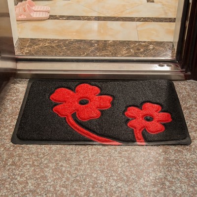 Most popular simple design competitive price flower plastic floor mat for dining room