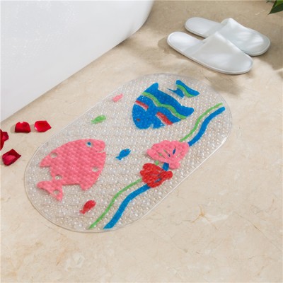 Promotional hot sale clear oval pvc colorful fish shaped bath mat