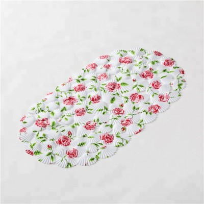 Latest safety non slip pvc bathroom shell design new flower bath mat