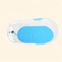 New design safety blue silicone material anti slip oval baby bath mat