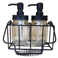 New design glass mason jar set with black metal shower caddy perfect for the kitchen sink